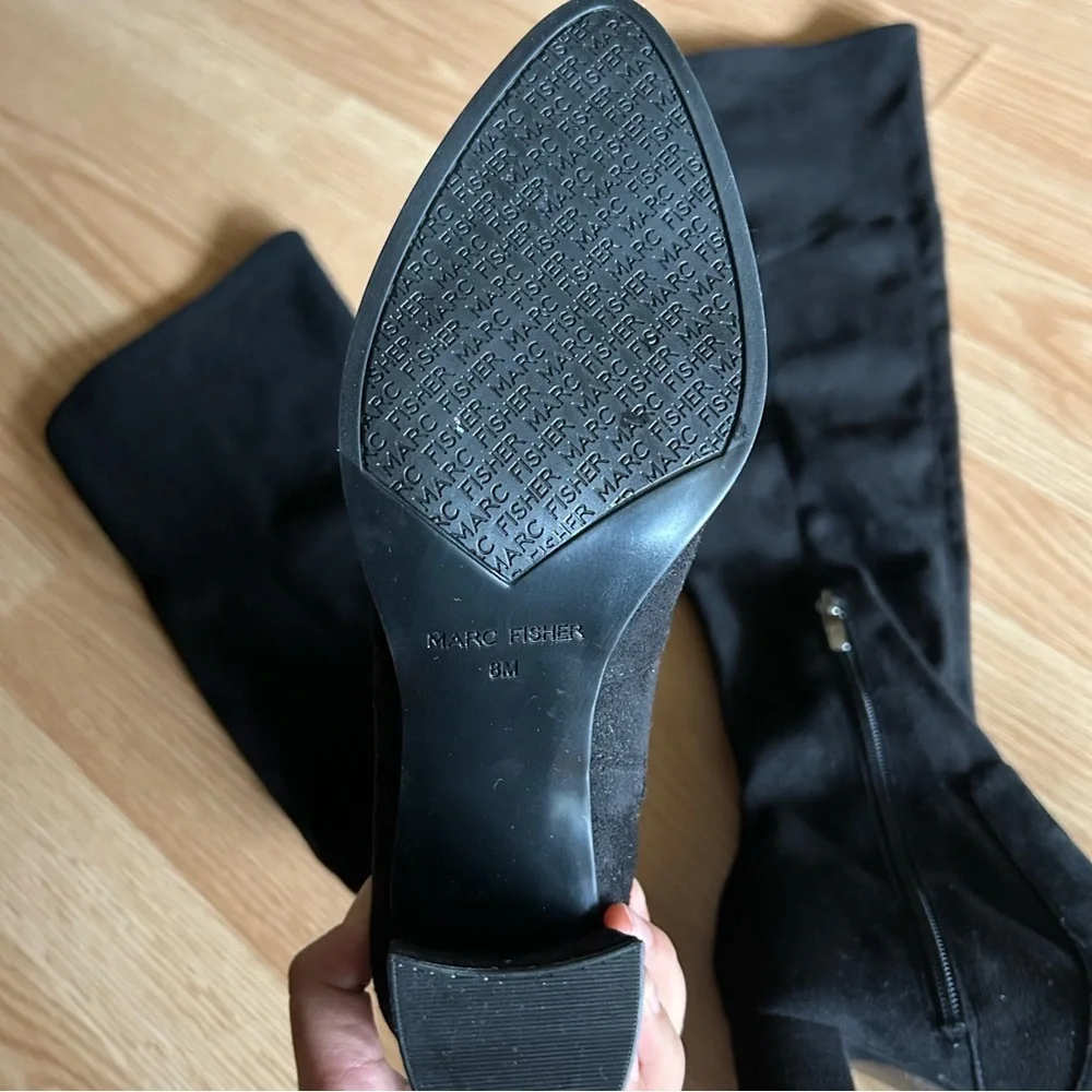 Marc Fisher Black Suede Over the Knee Boots 8M